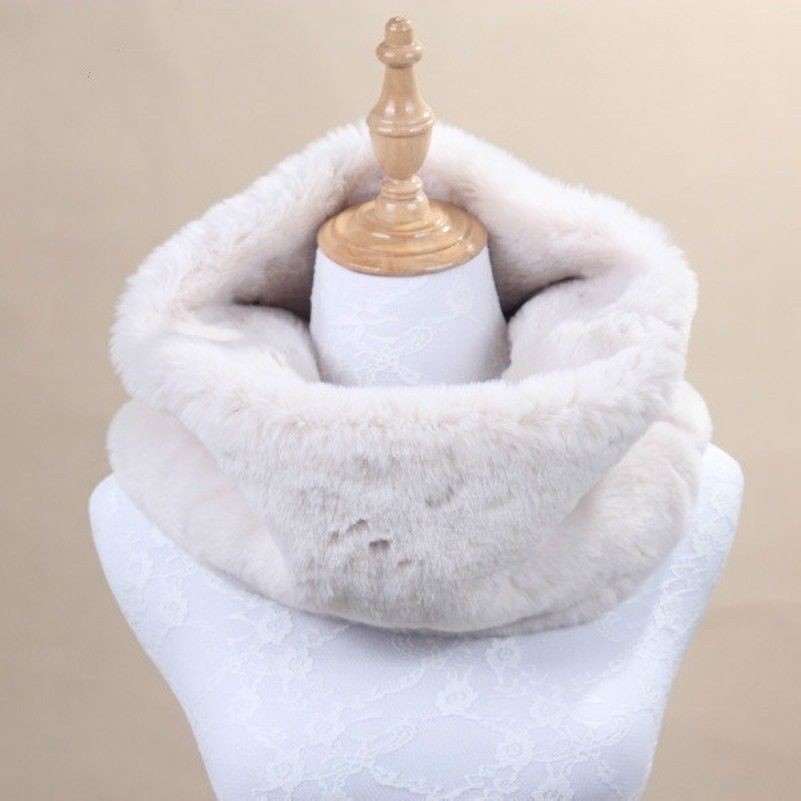 Faux Rex Lapin Col Fourrure Châle Écharpe Étole Enveloppante Écharpes Chauffe