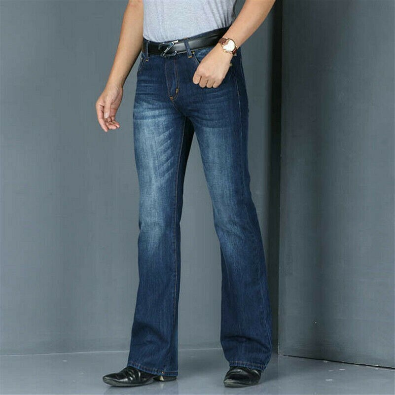 Uomo Bell Fondo Jeans Vintage 60s 70s Svasato Pantaloni Denim Hippie Regular