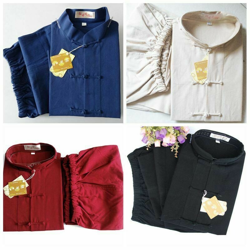 mens-2-piece-chinese-kung-fu-suit-shirts-pants-martial-arts-frog-button-top