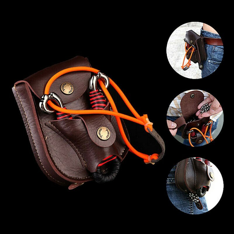 Faux Leather Case Waist Bag Pouch for Catapult Slingshot Steel Balls Hunting