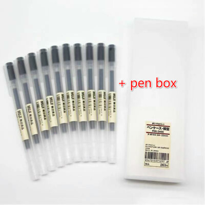 10pcs Muji Moma Japan 0.38mm/0.5mm Non-toxic Gel Ink Pen Free + pen box pen case
