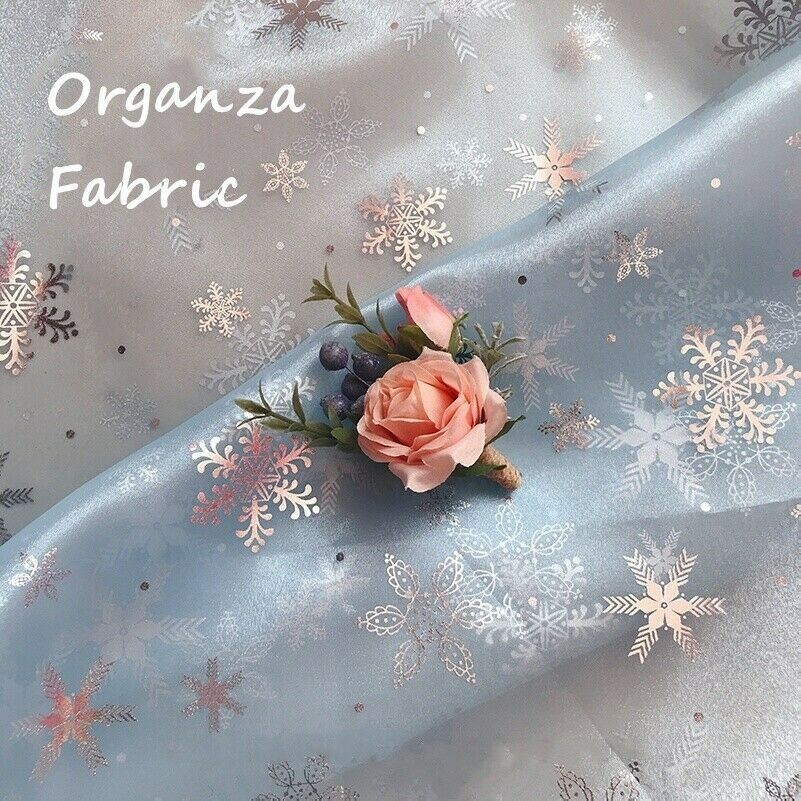 Organza Stoff Tüll Schneeflocke Durchsichtig Glänzend Netz für Weihnachten Ball