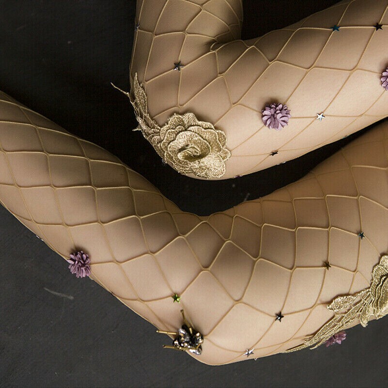 Fishnet Tights Floral Embroidered Stockings Pantyhose Dance Clubwear Sexy
