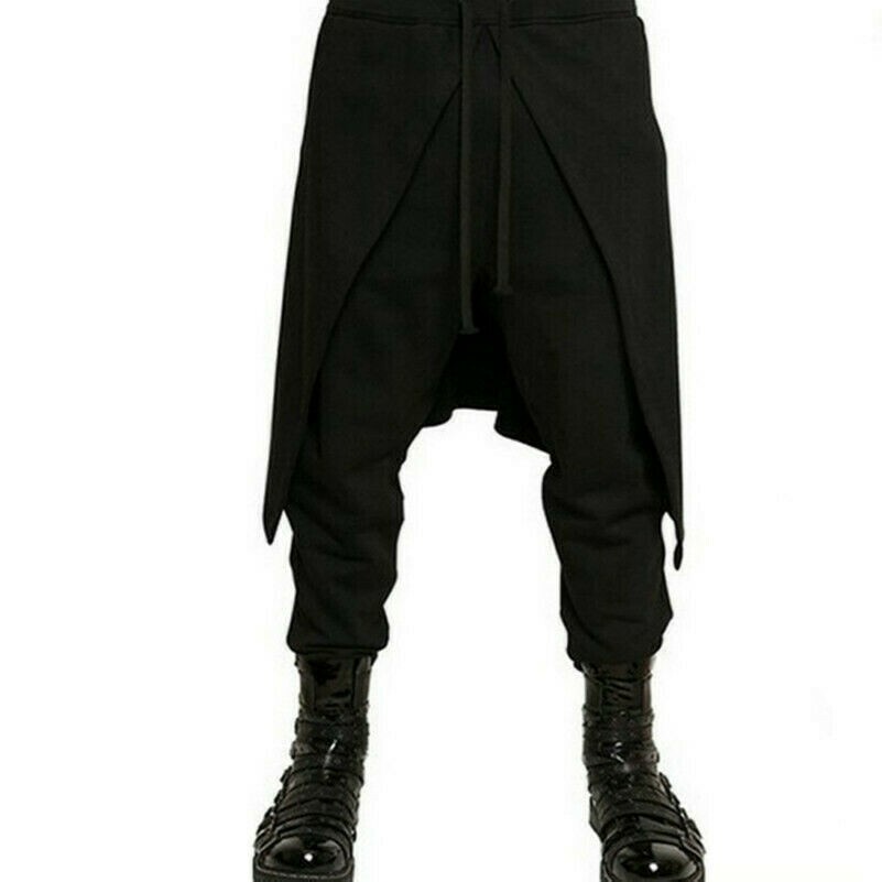 Men Harem Pants Punk Gothic Trousers Steampunk Casual Loose Elastic Waist