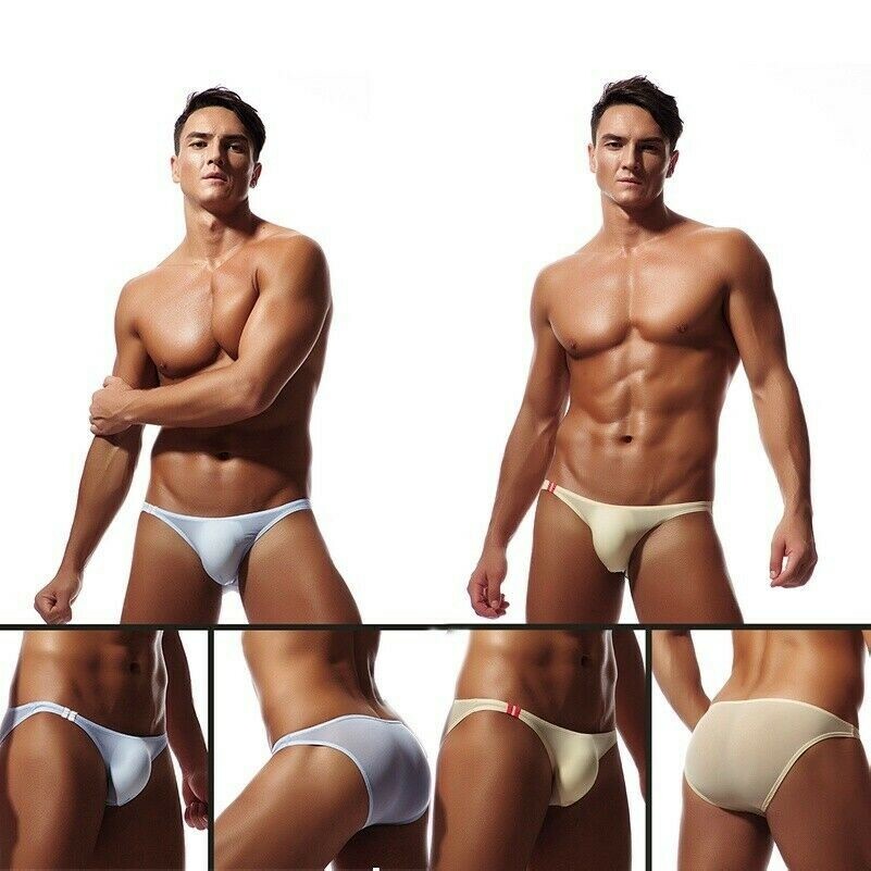 Hommes Bikini Slips Glace Soie Sous-Vêtement Culotte Solide Taille Basse