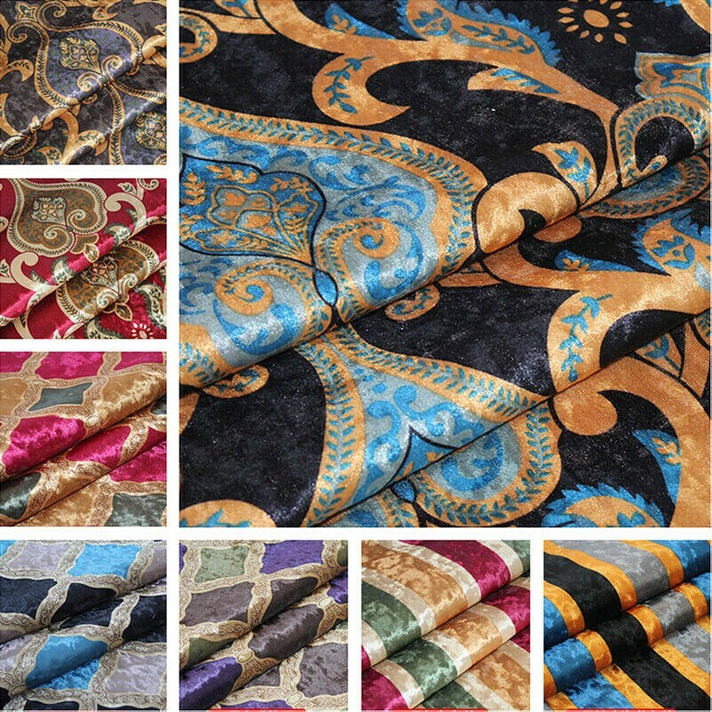 Dick samt Stoff Blumenmuster Gestreift Retro Für Tischtuch Sofa Kissenbezug