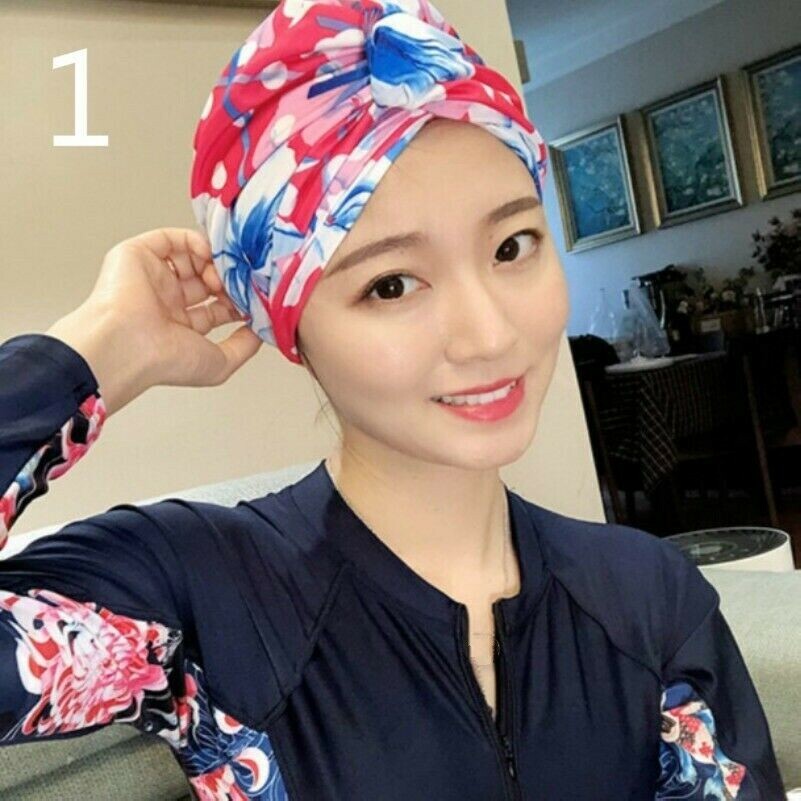 Femmes Floral Bonnet de Natation Turban Bain Réglable Long Cheveux Soleil Neuf