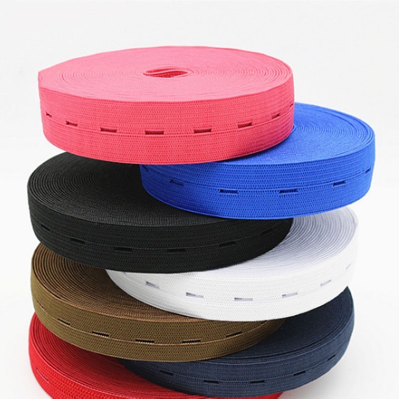 Elastic Bands Stretchy Flat Cord Belt with Buttonhole for Sewing Trim Crafts