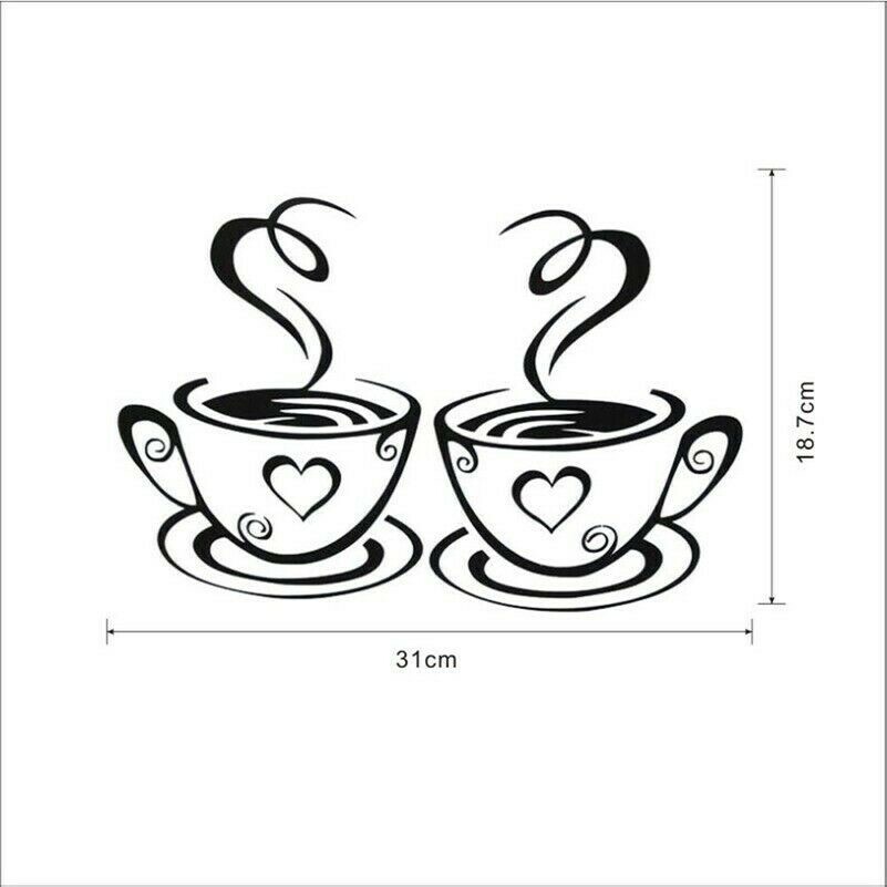 Caffè Tazze Muro Adesivi Decorazione Cucina Tè Decalcomania Arte Murale Vinile