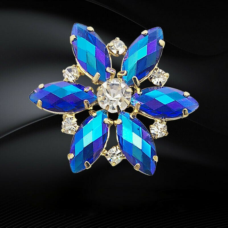 4 X Strass Applique de Fleur Mariage Costume Décore à Coudre 38mm Brillant