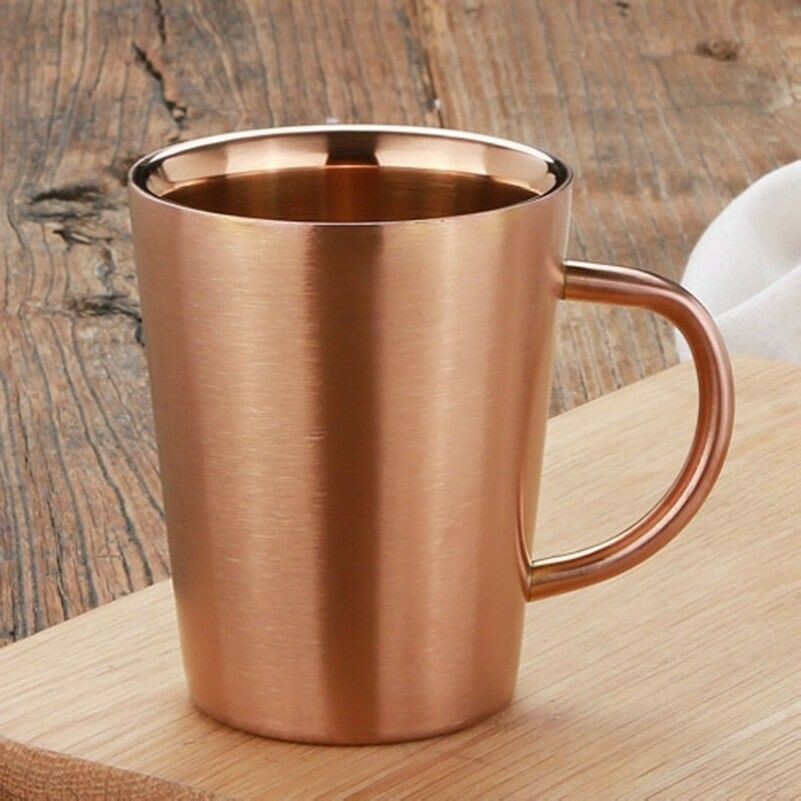 1 Stück 304 Edelstahl Verkupfert Becher Tasse Doppelwand Groß Kaffee Bier Gold