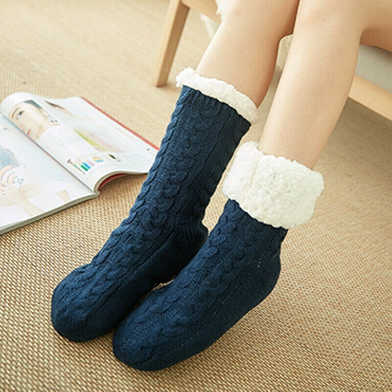 Femme Lit Chausson Moelleux Chaussettes Polaire Non À Tricoté Épais Chaud Hiver