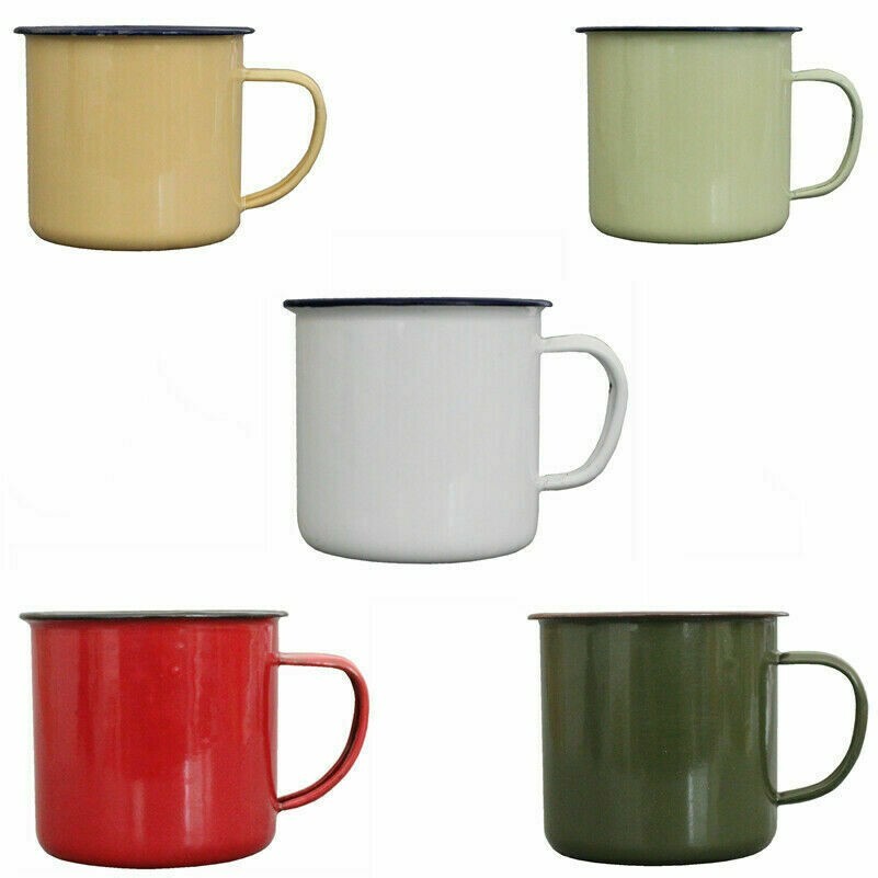 350ml Émail Tasse Café Lait Tasse Vintage Style Camping Chaud/Froid Buvant Neuf