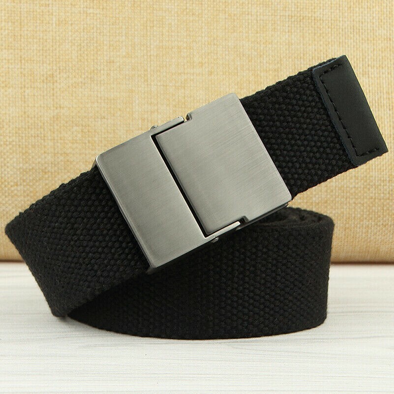 Men Unisex Canvas Belt Heavy Duty Work Fastening Pant Waistband Metal Buckle