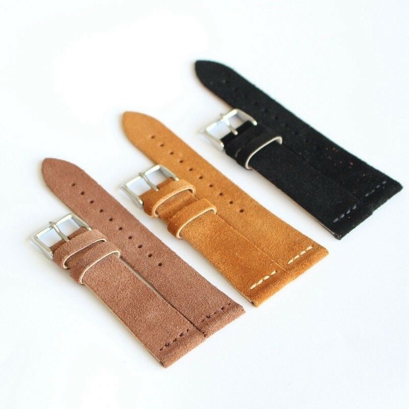 1x Echtleder Damen, Herren Armbanduhr Riemen Handgemacht Vintage Verschluss 18