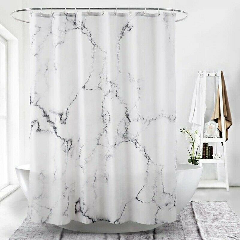 3D Rideau Douche Marbre Frabic avec Crochet Imperméable Salle de Bain Décor