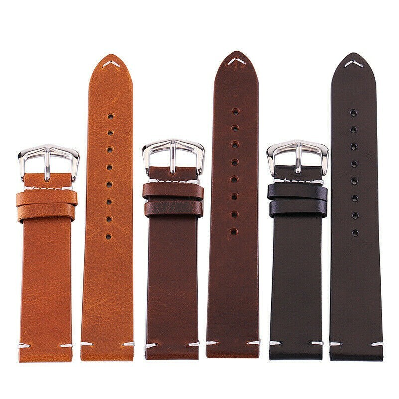 Genuine Leather Women Men Watch Strap Band Retro Buckle 18 19 20 21 22 24mm