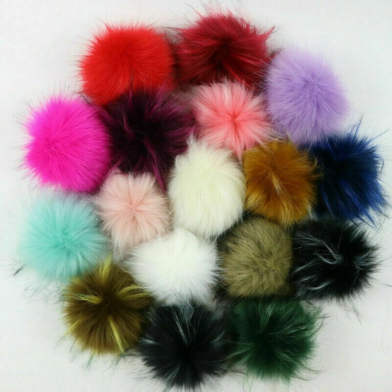 10 X Kunst Fox Pelz Pompoms Bälle Weich Pelzig Schlüsselanhänger Handtasche Hut