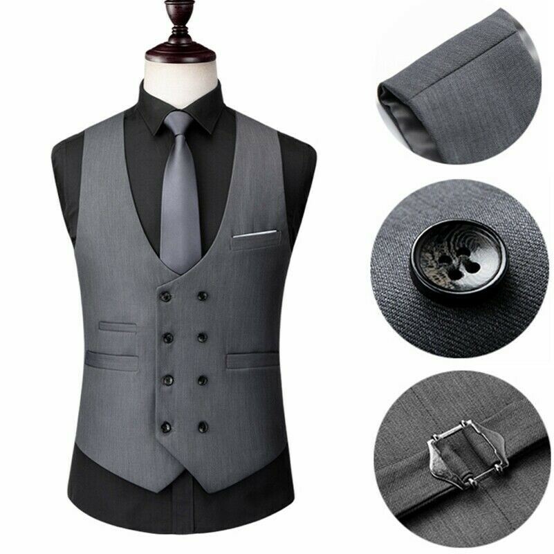 Herren Anzug Weste Formelle Business Zweireihig Kleid Weste Ärmelloses Top