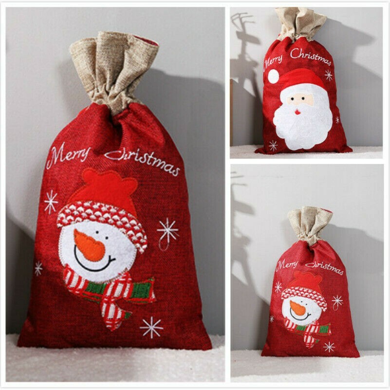 1PC Weihnachten Kordelzug Geschenktüten Candy Tasche Handwerk Sack Party Zubehör