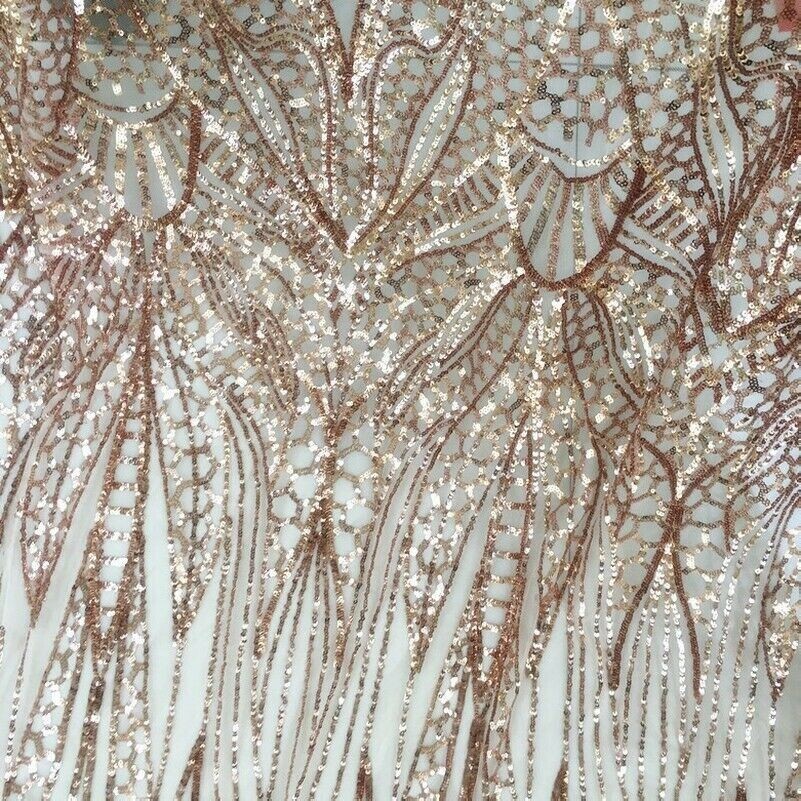 Paillettes Rete Ricamo Tessuto Tulle Voile Matrimonio Ballo Abito Costume Lucido