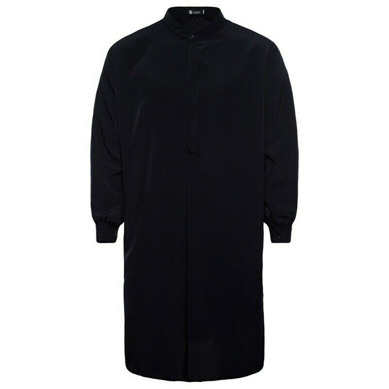 Men Muslim Clothing Long Sleeve Robe Saudi Arab Islamic Dress Abaya Kaftan SHP