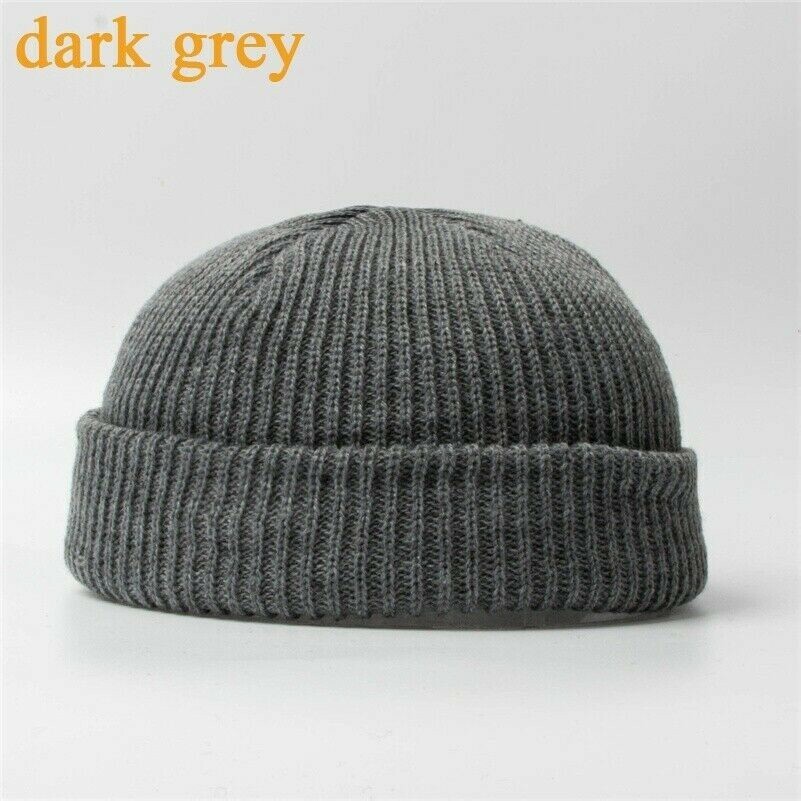 Homme Femme Tricoté Bonnet Scutellaire Casquette Manchette Brimless Hiver Chaud