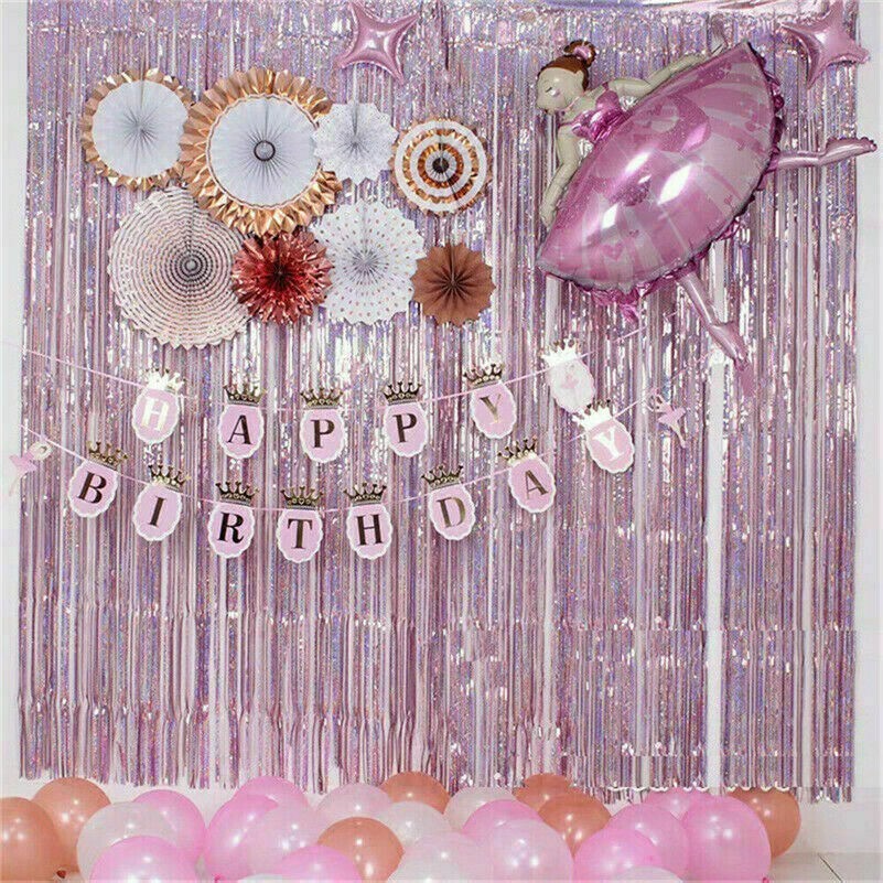 Metallici Lamina Frangia Tendine Decorazione Bambino Compleanno Festa Nozze Cute