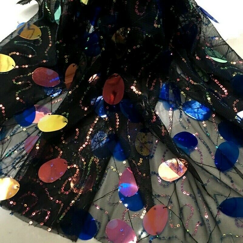 Mesh Sequins Fabric Glitter Tulle Sheer DIY Craft Stage Wedding Decor 100*130CM