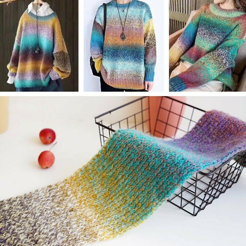 50g / Knäuel Gradient Wolle Garn Stricken Häkeln Gewinde Für Pullover Schal DIY