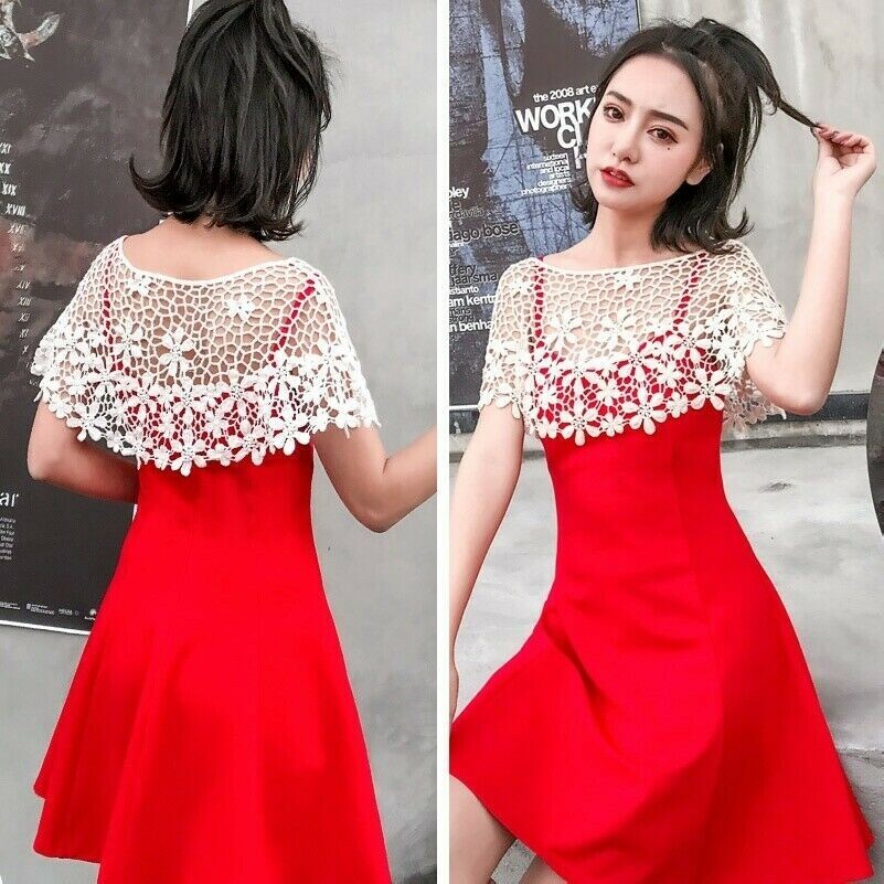 Da Donna Pizzo Mantella Bolero Maglia Traforato Coprispalle
