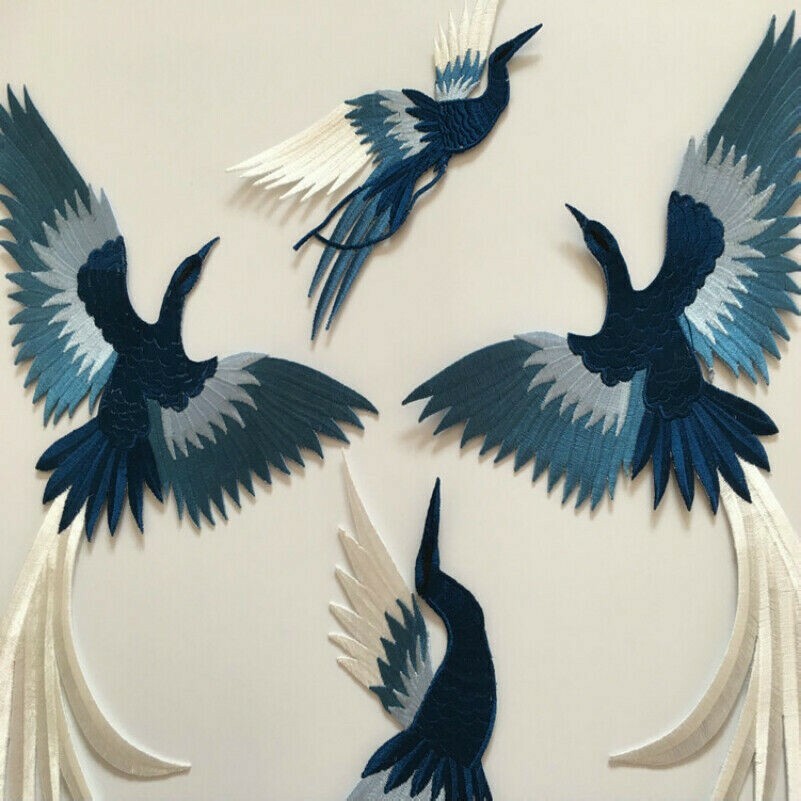 1 Set Phoenix Applique Birds Trimming Patch Embroidery Sewing Cheongsam DIY