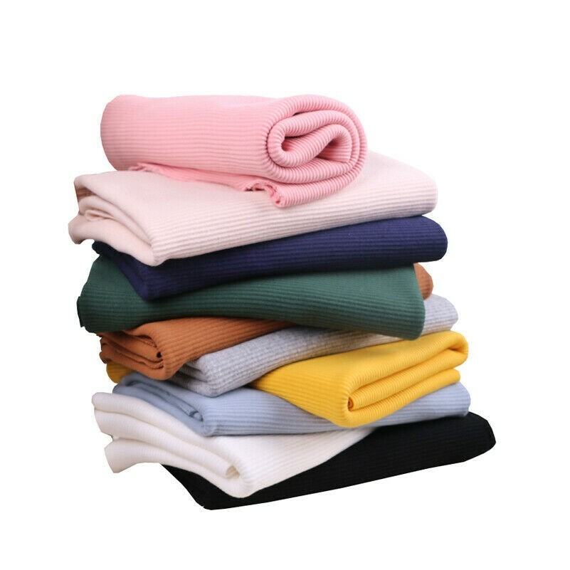 1M Knitted Fabric 95% Cotton Rib Material Stretch Cuff Waistband Trim Wide 110cm