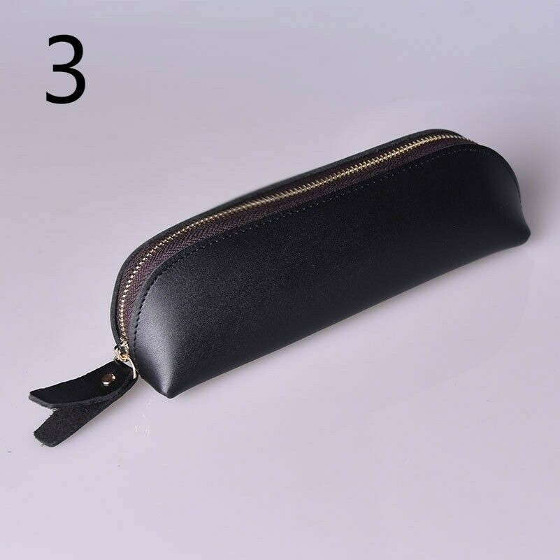 1 X Borsa Porta Penna Matita In Pelle Con Zip Vintage Novità Cancelleria Nuova