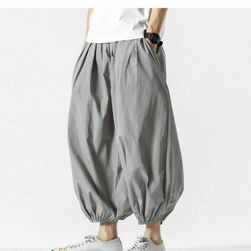 Herren Gekürzt Hose Harem Stil Hose Baggy Locker Knöchellang Boho