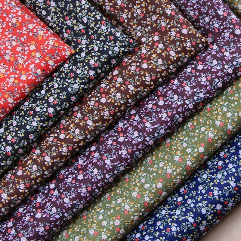 1M Poliestere Stampa Tessuto Piccolo Fiore Cucito Panno Fai da Te Materiali