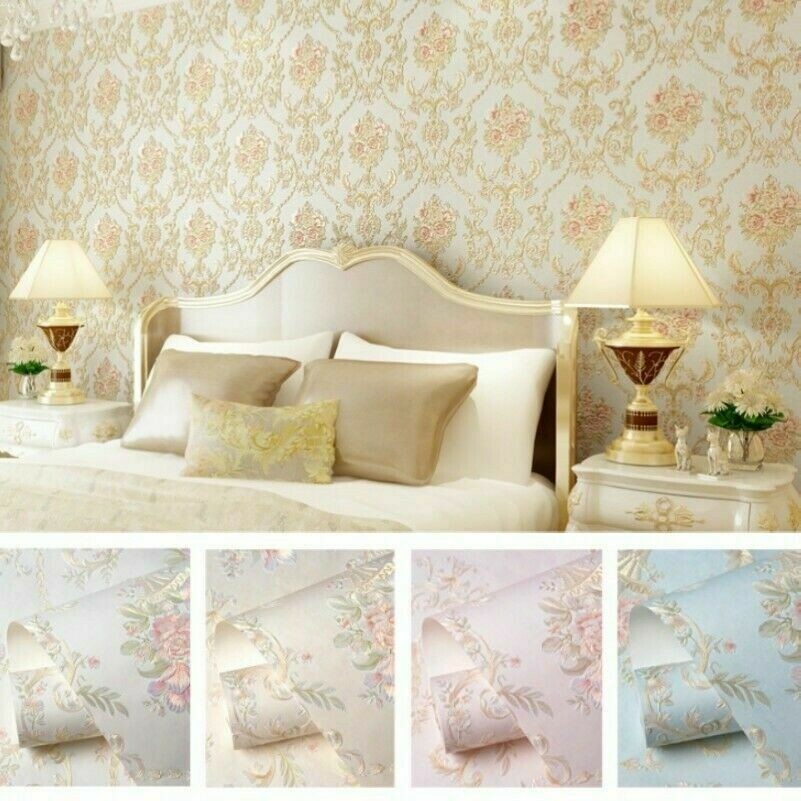 Carta Da Parati Adesiva Non Tessuta 3D Floreale DAMASK In Rilievo