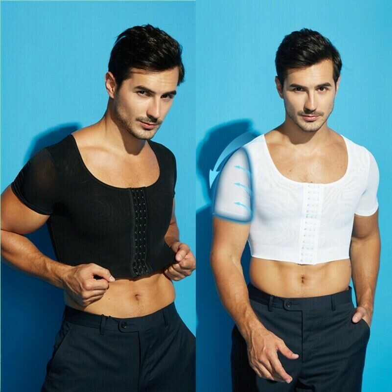 Men Chest Binder Corset Flat Bust Undershirt T-shirt Crop Top Bodysuit Sexy