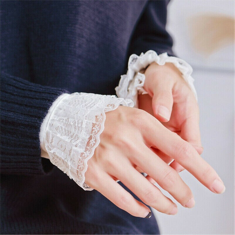 Women Shirt False Cuffs Pleated Flare Fake Sleeve Layered Costume Decor New