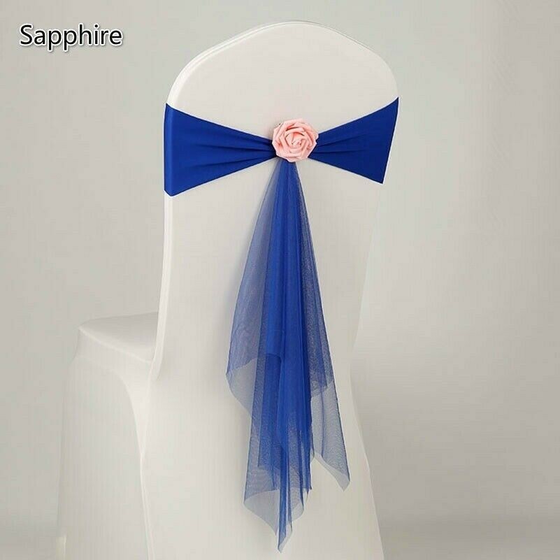 Extensible Gratuit Dos Chaise Noeud Fleur Siège Ruban Écharpe Mariage Décoration