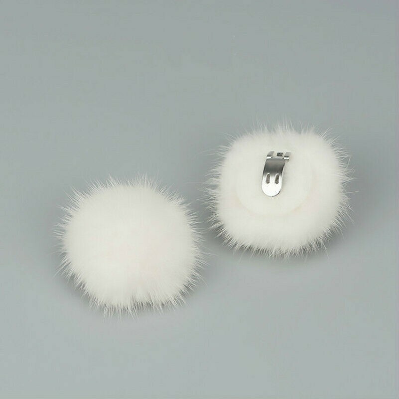 1 Pair Mink Fur Pom Shoe Clips Fluffy Ornament Heels Boots Charm Decor Red