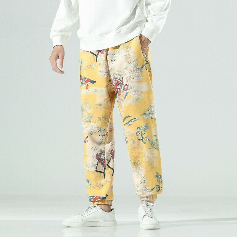 Herren Tierdruck Hose Chinesisch Kung Fu Hose Wushu Unten SPORTS Mode
