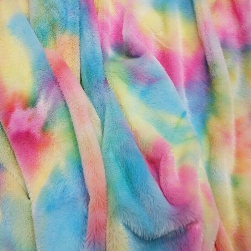 PV Rainbow Plush Fabric Gradient Warm Coat Toy Cushion Craft Sewing By Metre