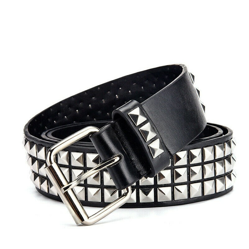 Unisex Borchiato Punk Gotico Cintura Metallo Lucidatura Pyramid Cintura Nero