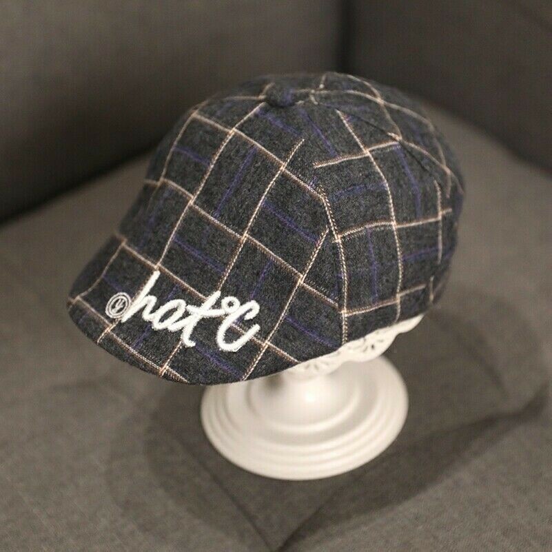 6-24 Mois Bébé Béret Chapeaux Capuchons Carreaux Plaid Enfant Casquette Automne