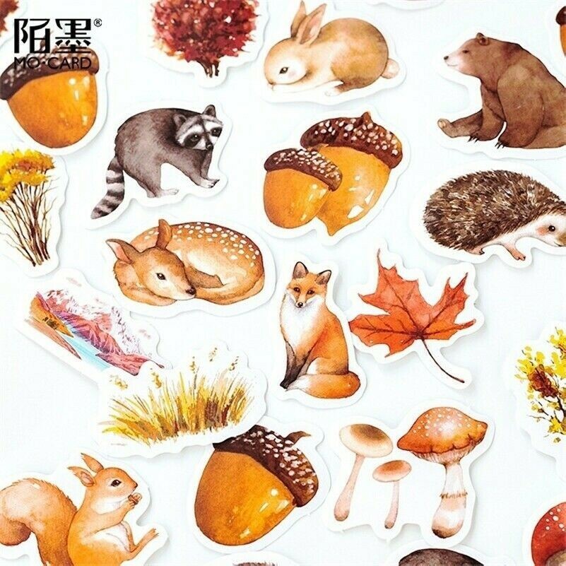 46 Pezzi / Scatola Autunnali Foresta Adesivi Decorazione Fai da Te Diario