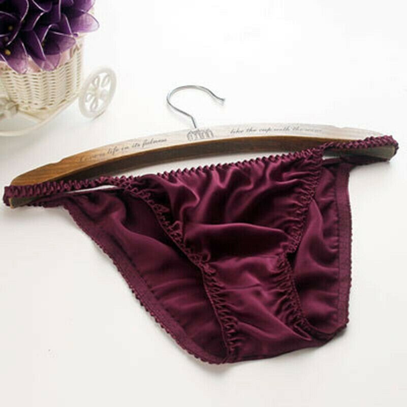 Womens Smooth Silk Briefs Knickers Panties Underwear Thongs Bikini Lingerie