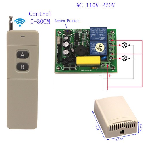220V 2CH Channel Wireless RF Remote Control Receiver Relay Switch 433MH GS MW