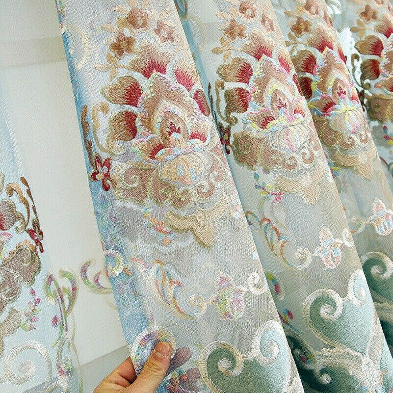 Chenille Embroidery Fabric Tulle Cloth for Curtain Blackout Window Treatment