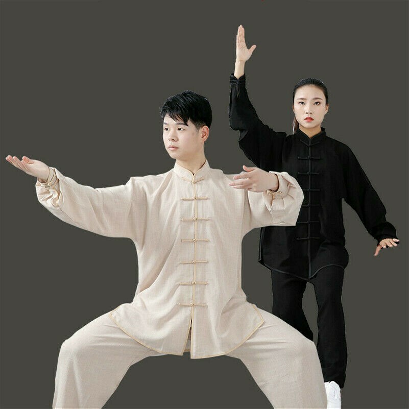 Uomo Donna Cinese Tai Chi Suit Kung Fu Camicia + Pants Wushu Uniforme Marziale